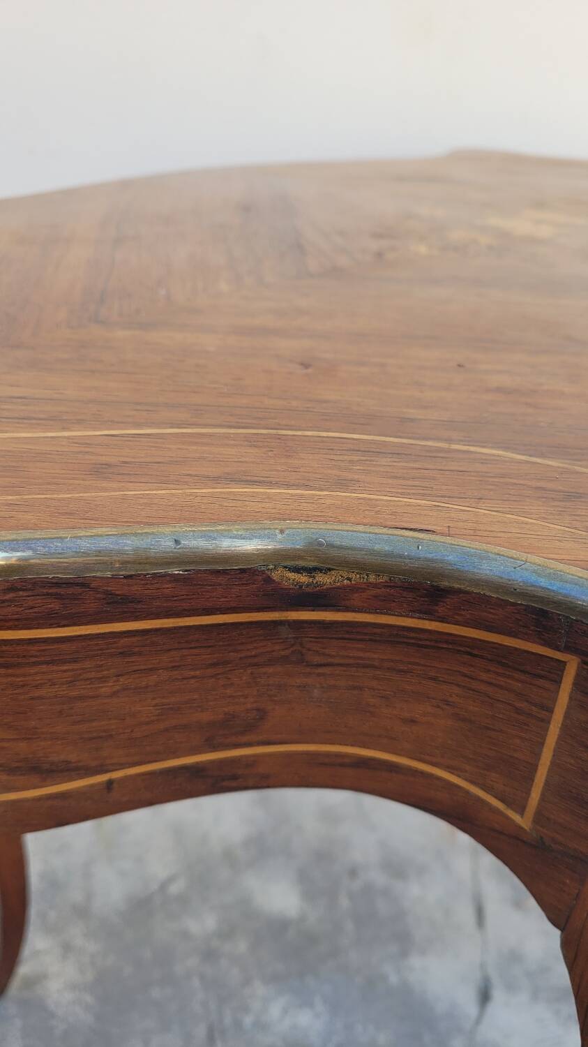 Napoleon III violin-shaped middle desk table 19th in marquetry