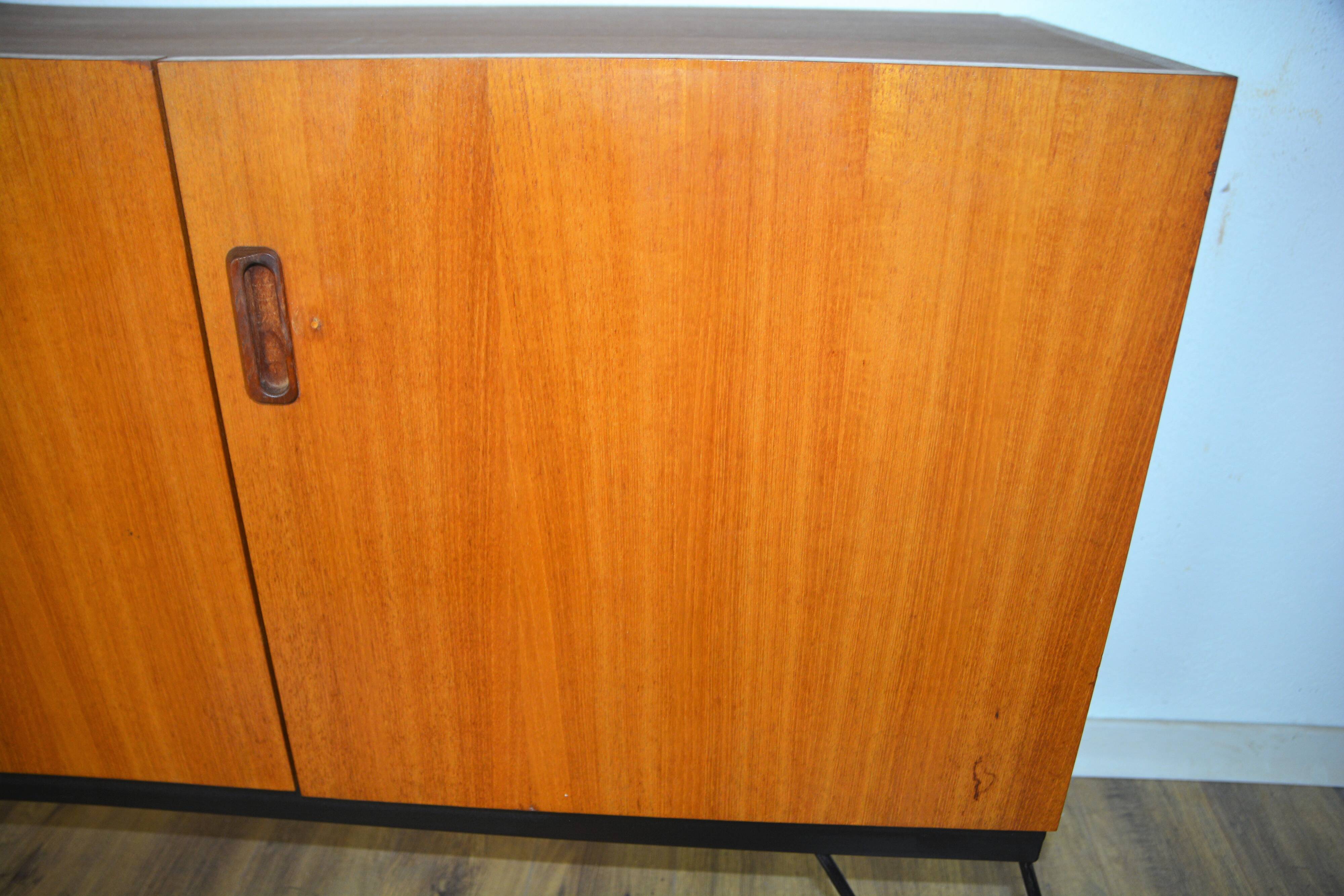 Scandinavian teak metal foot row