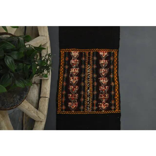 1970s Turkish Oushak Handmade Wool Cotton Brown Runner Rug 50x268