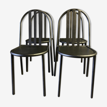 Set of 4 grey metal chairs no. 222 by Robert Mallet-Stevens, edition 80