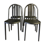 Set of 4 grey metal chairs no. 222 by Robert Mallet-Stevens, edition 80