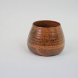 Small orange and brown turned ceramic pot