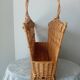 Old woven rattan magazine rack from the 1950s-60s