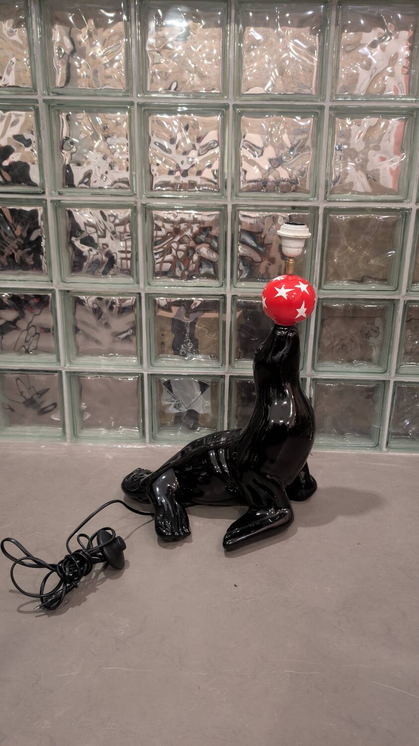 Vintage sea lion ceramic lamp