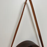 Italian Oval Teak Mirror 1950s 32x103cm