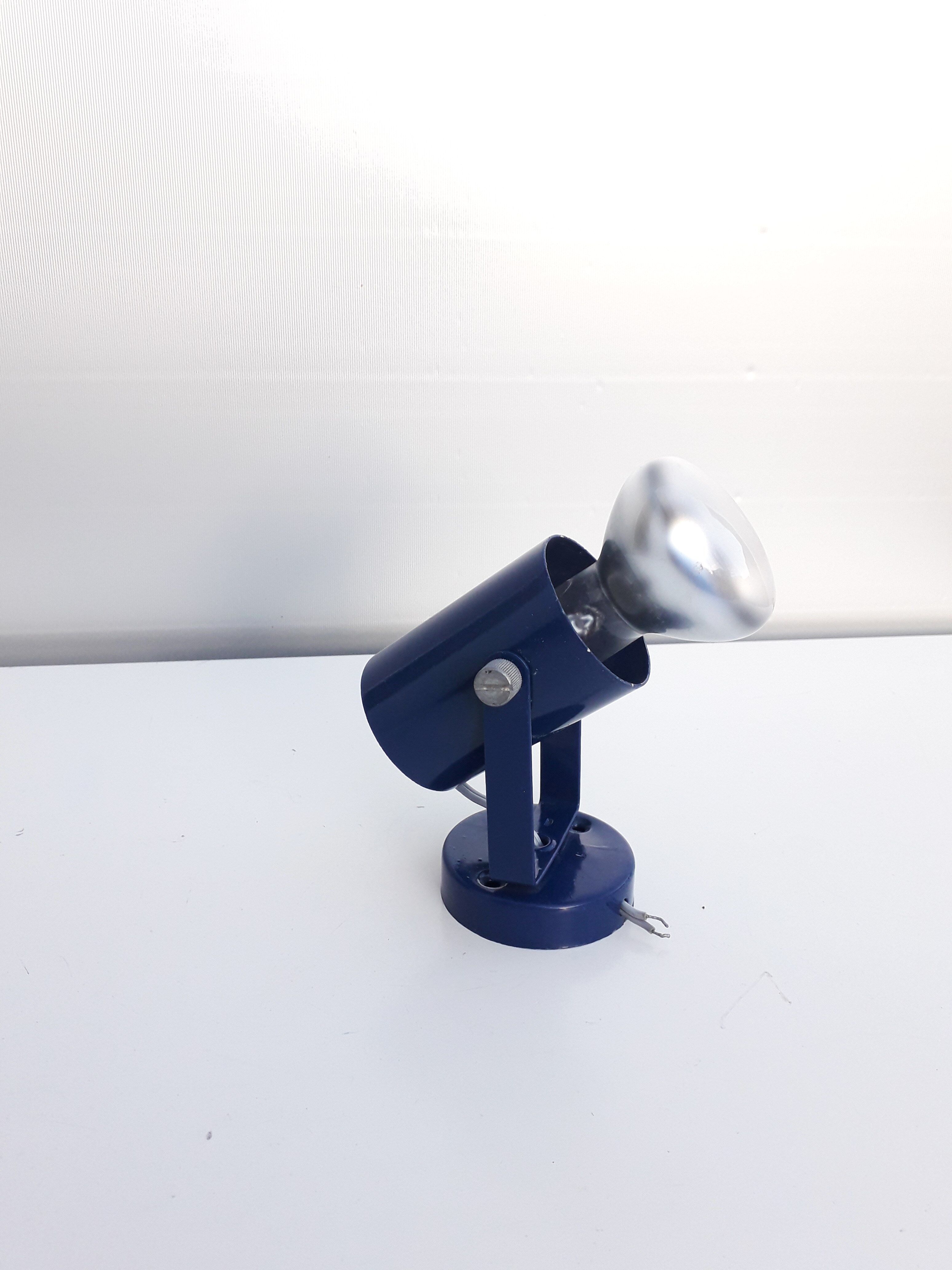 Vintage wall lamp blue lacquered 1970