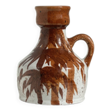 Small white and brown vase or pitcher West Germany H:15cm D:10.5cm