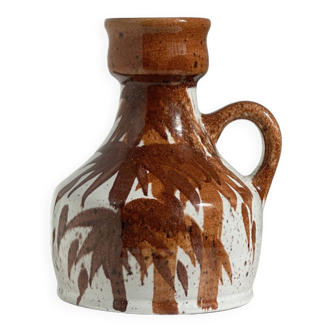 Small white and brown vase or pitcher West Germany H:15cm D:10.5cm