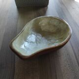 Vintage cup / storage compartment in wood and mother-of-pearl, pear-shaped