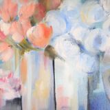 Impressionist still life with flowers, oil on canvas signed and framed