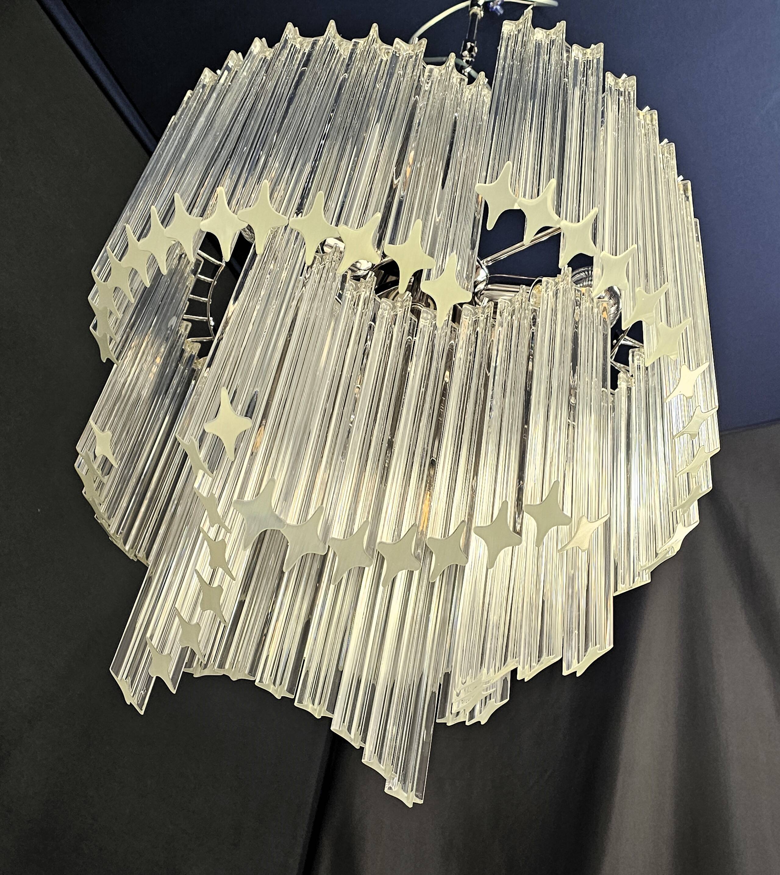 Chandelier with Murano glass quadrilateral prisms, handmade.