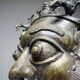 Masque africain en bronze vintage Bamoun, Cameroun