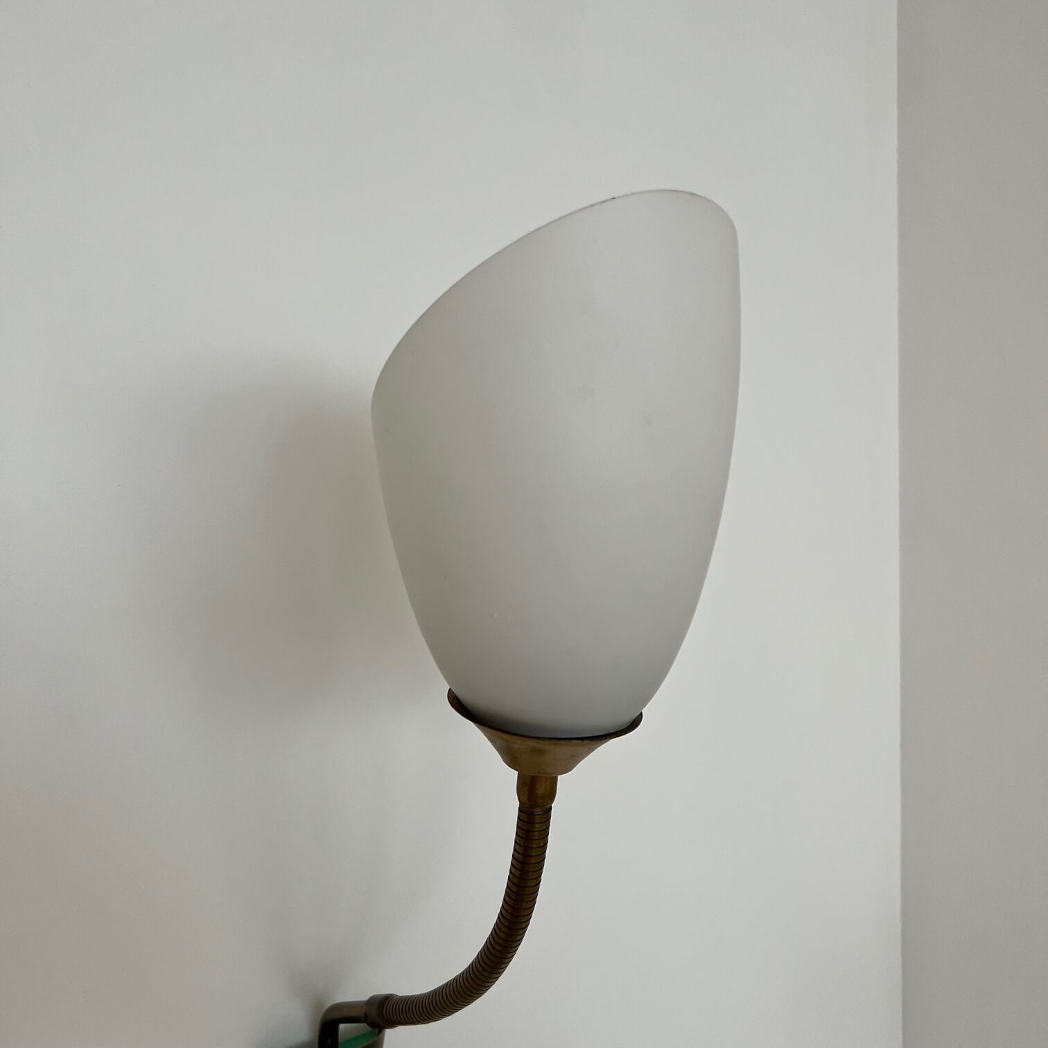 Pair of Brass and Opaline Glass Mid-Century Swedish Wall Lights