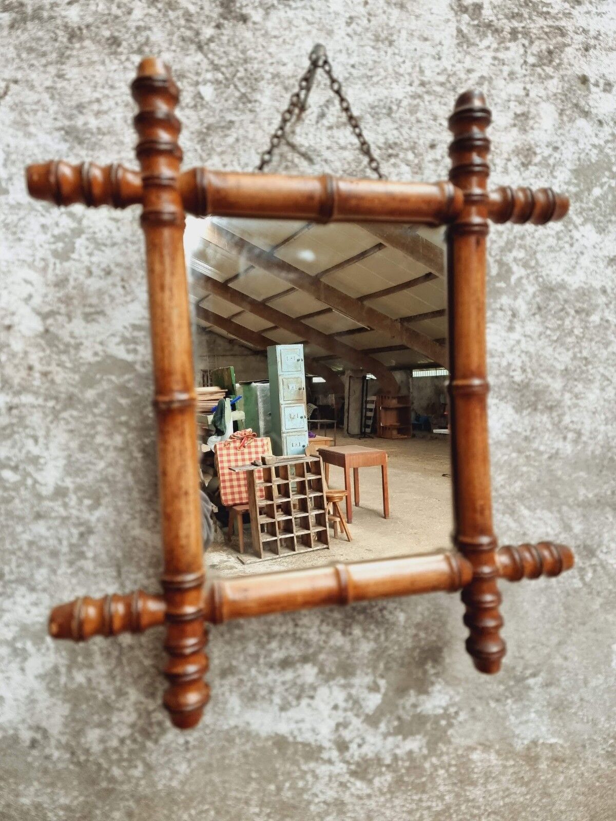 Vintage mirror faux bamboo 39x44cm