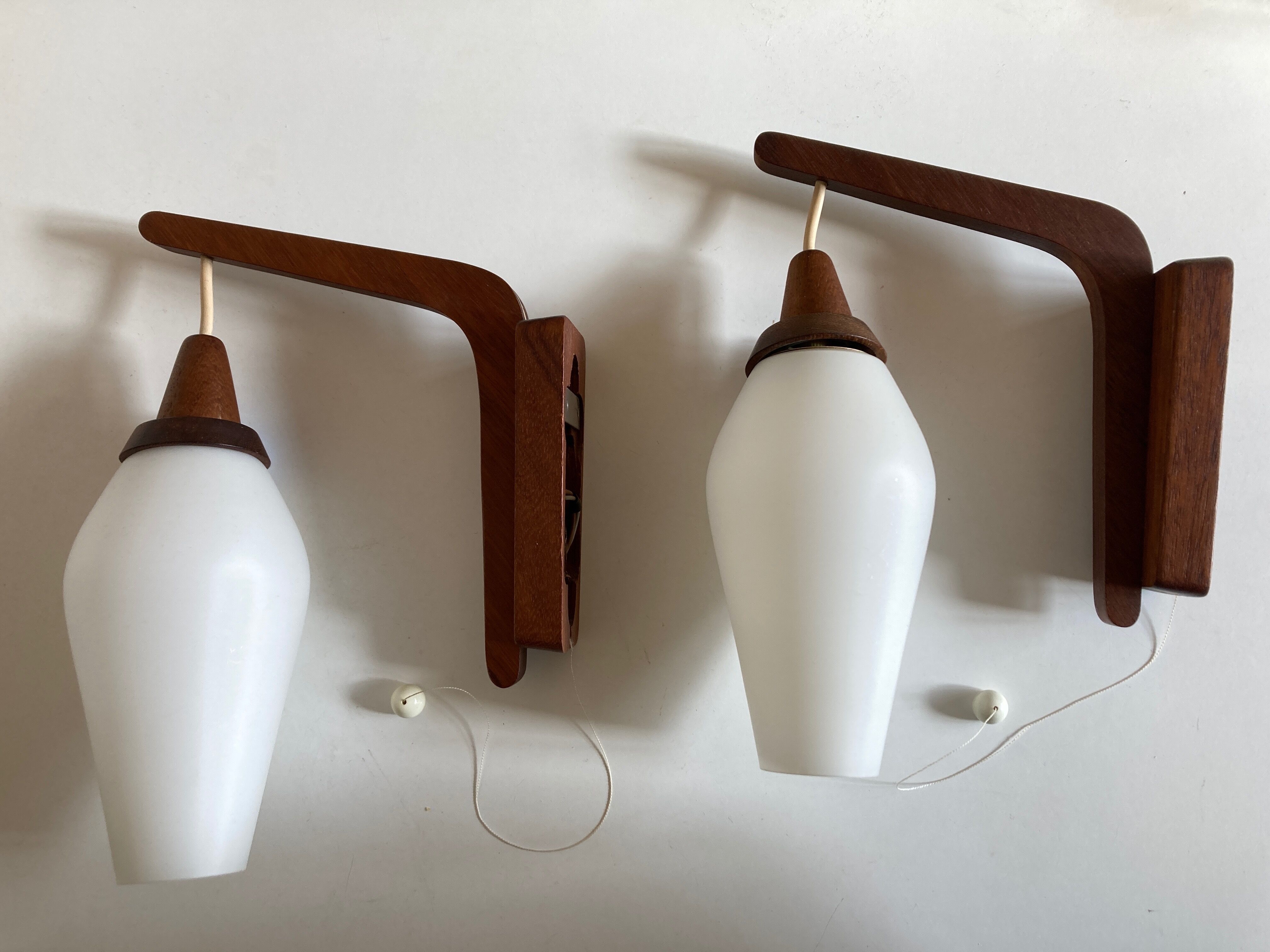 Pair of Scandinavian boomerang pendant lamps 1960