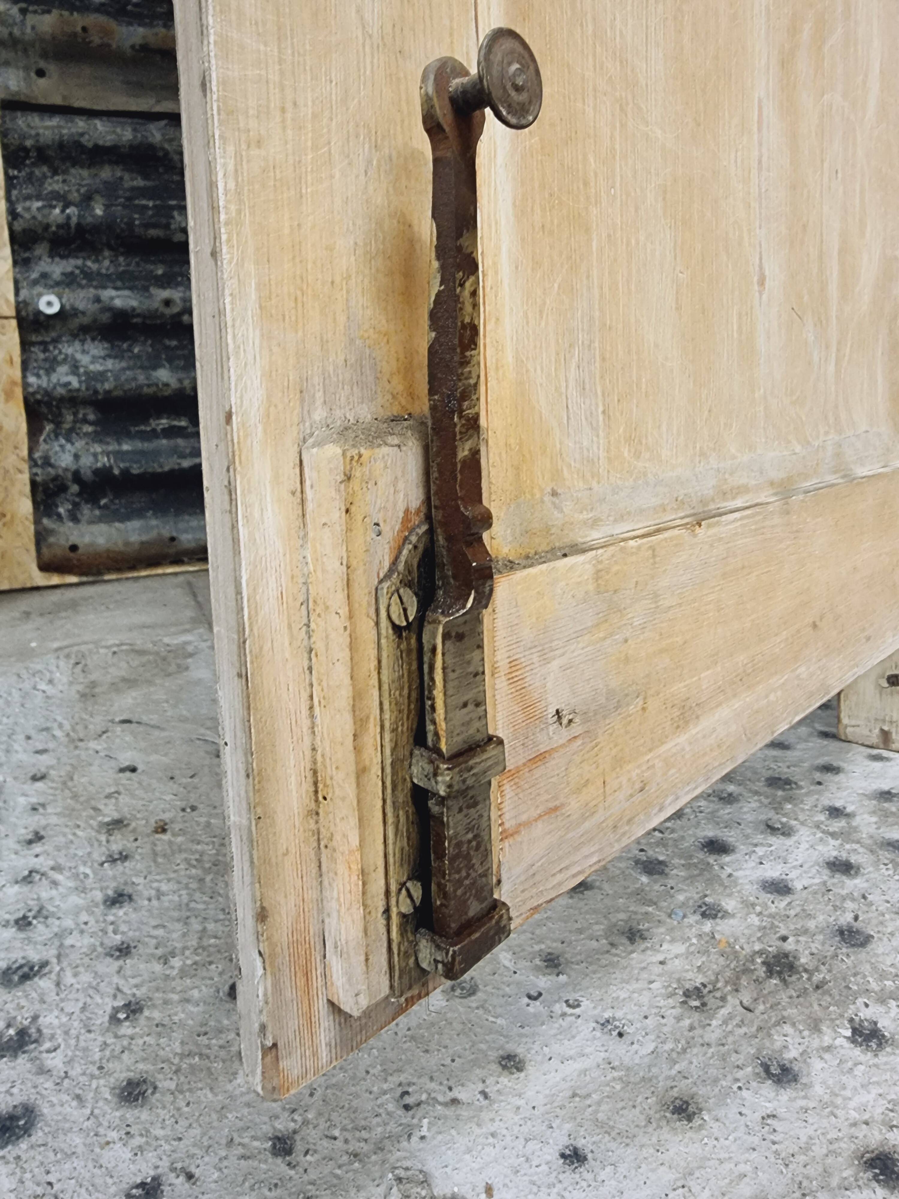 Antique wardrobe, kitchen cabinet, pinewood, creamy white