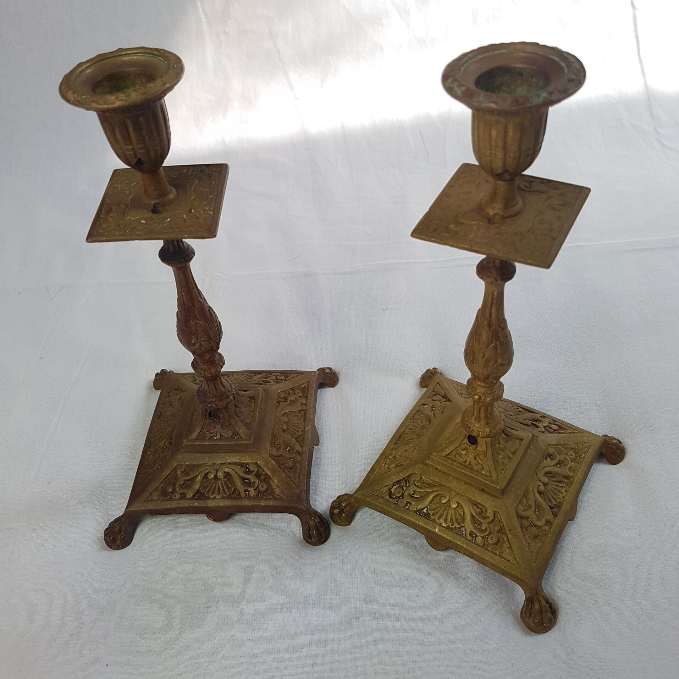 Pair of old candlesticks in bronze