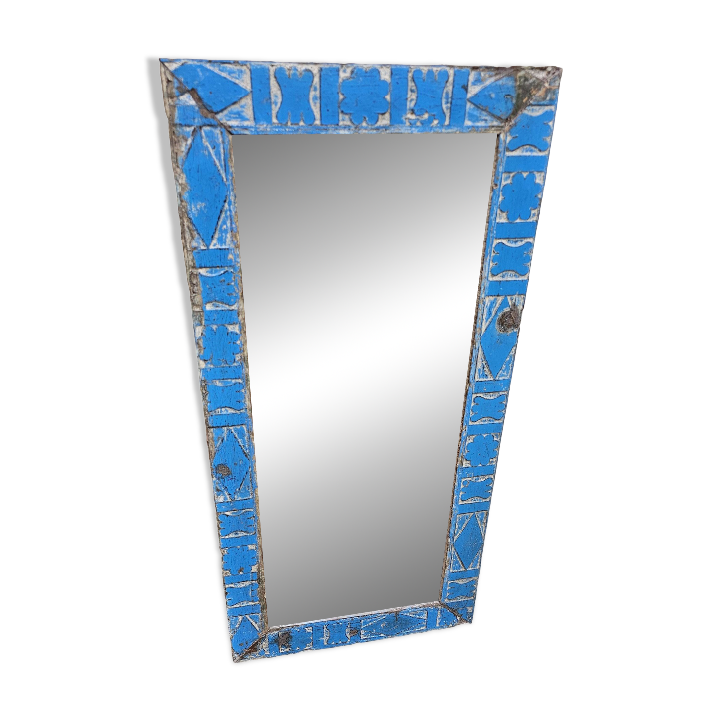 Antique Art Deco mirror in Burmese teak.