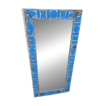Ancien miroir Art déco en teck birman