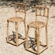 Pair of bamboo rattan bar stools, 70s