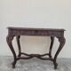 Louis XV style game table in solid oak and richly decorated marble
