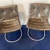 Lot de 4 chaises en cuir et chrome