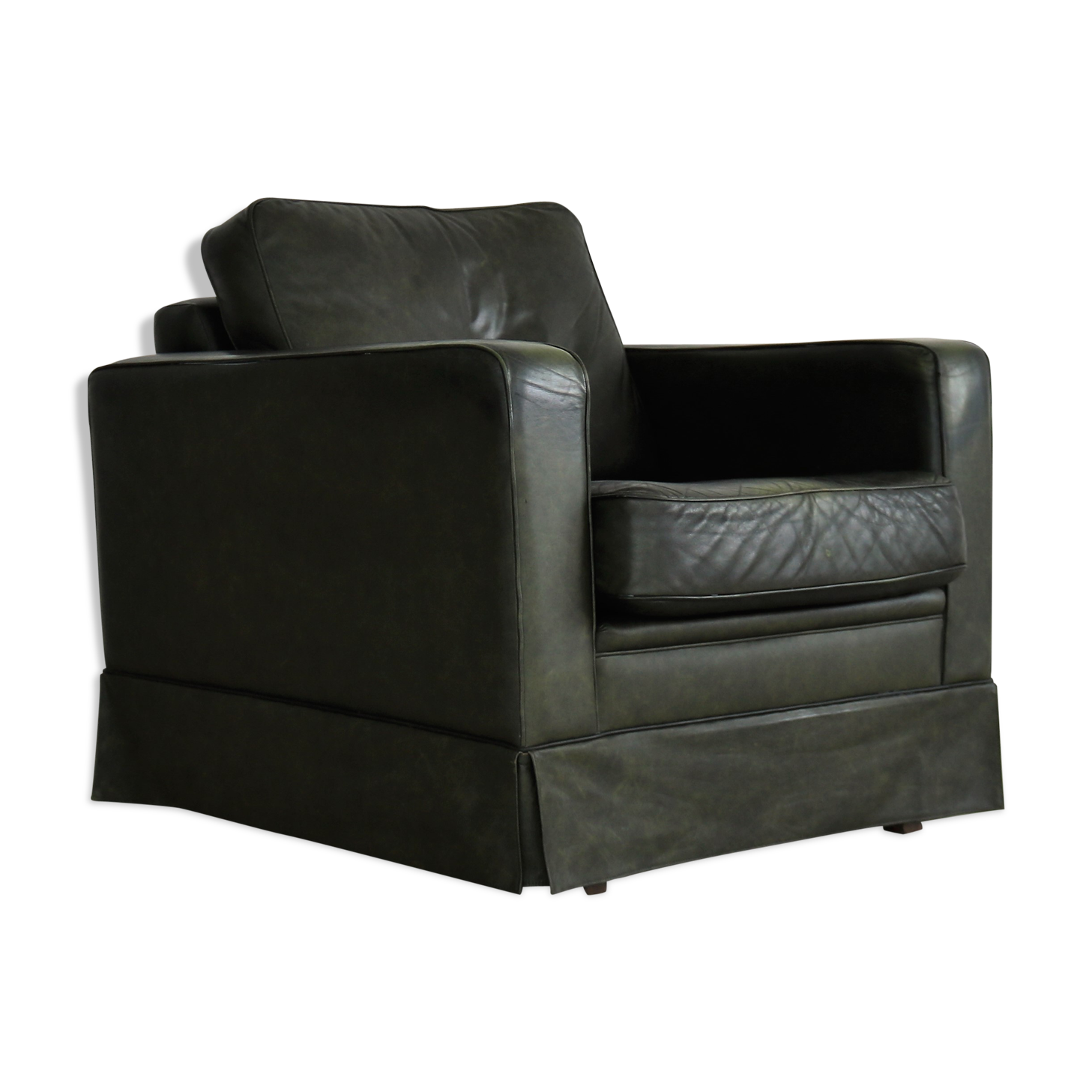 vintage green leather club chair