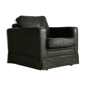 Fauteuil club en cuir vert vintage