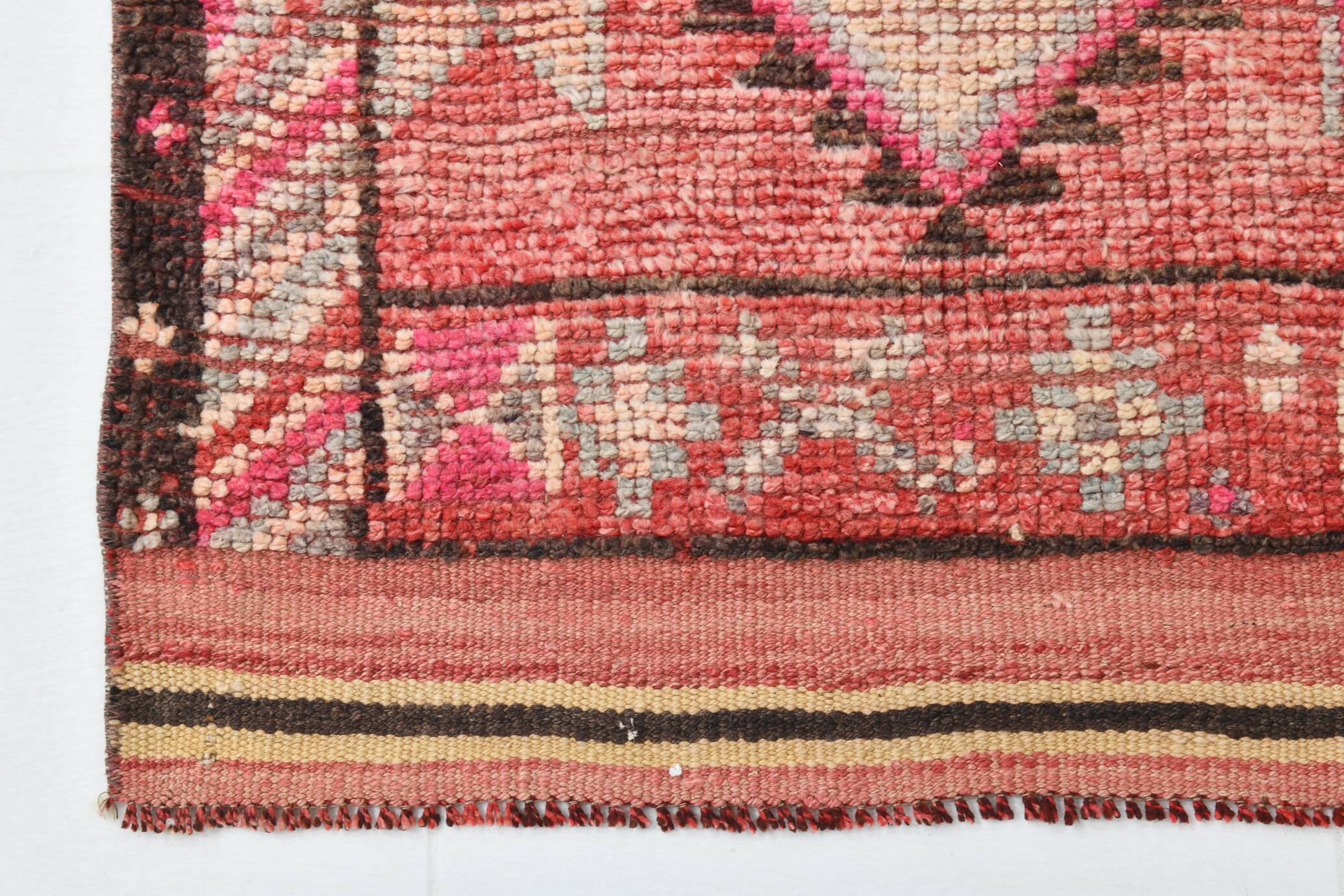 83x337Cm Cinnamon Red Runner Rug, Turkish Wool Runner Rug, Antique Rug