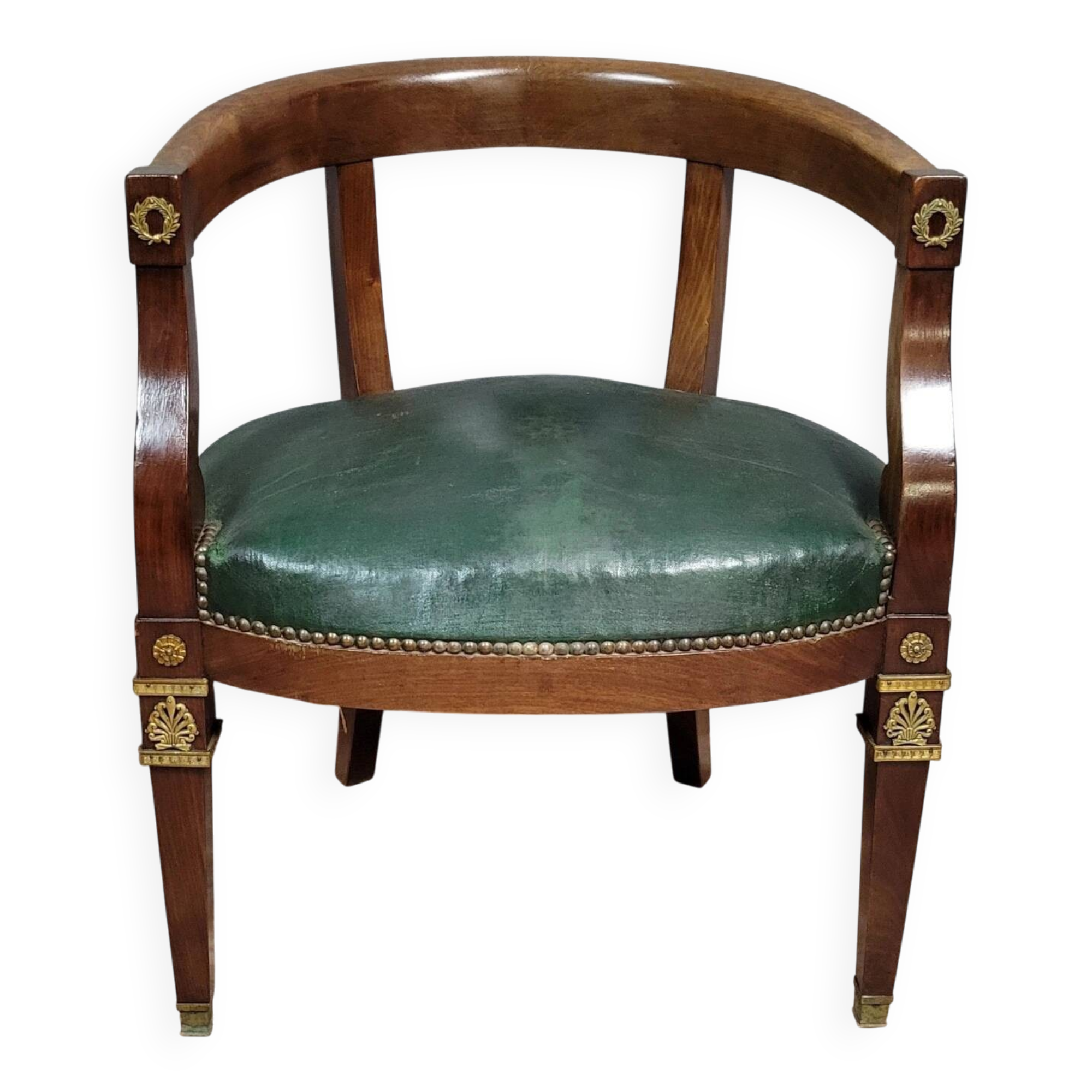 Fauteuil de bureau époque Empire en acajou et bronzes dorés vers 1820
