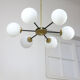 Mid-century sputnik brass and opaline glass chandelier