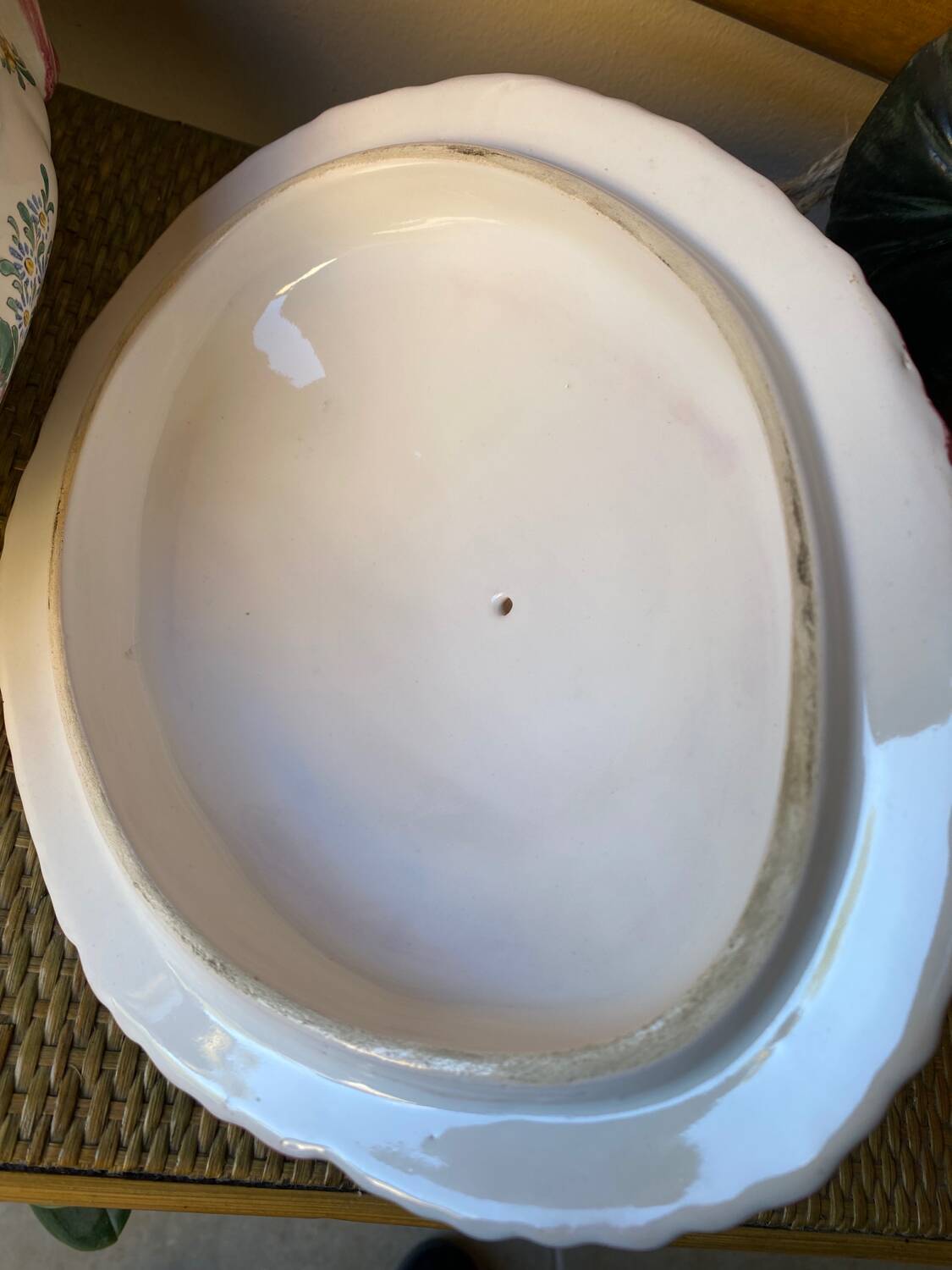 Signed earthenware vegetable dish