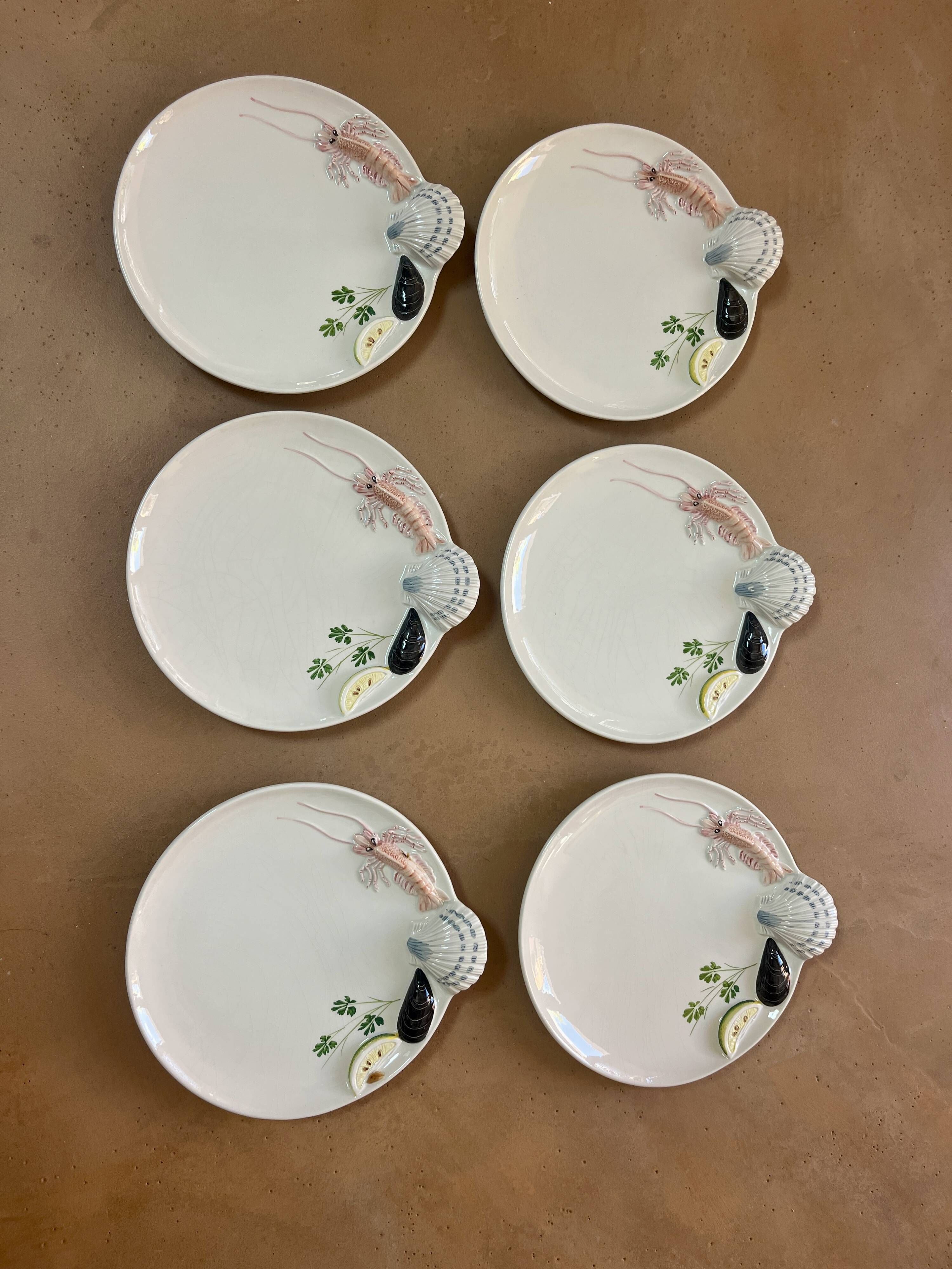 Service of 6 seafood plates Bassano Keramik – Velar – Italy