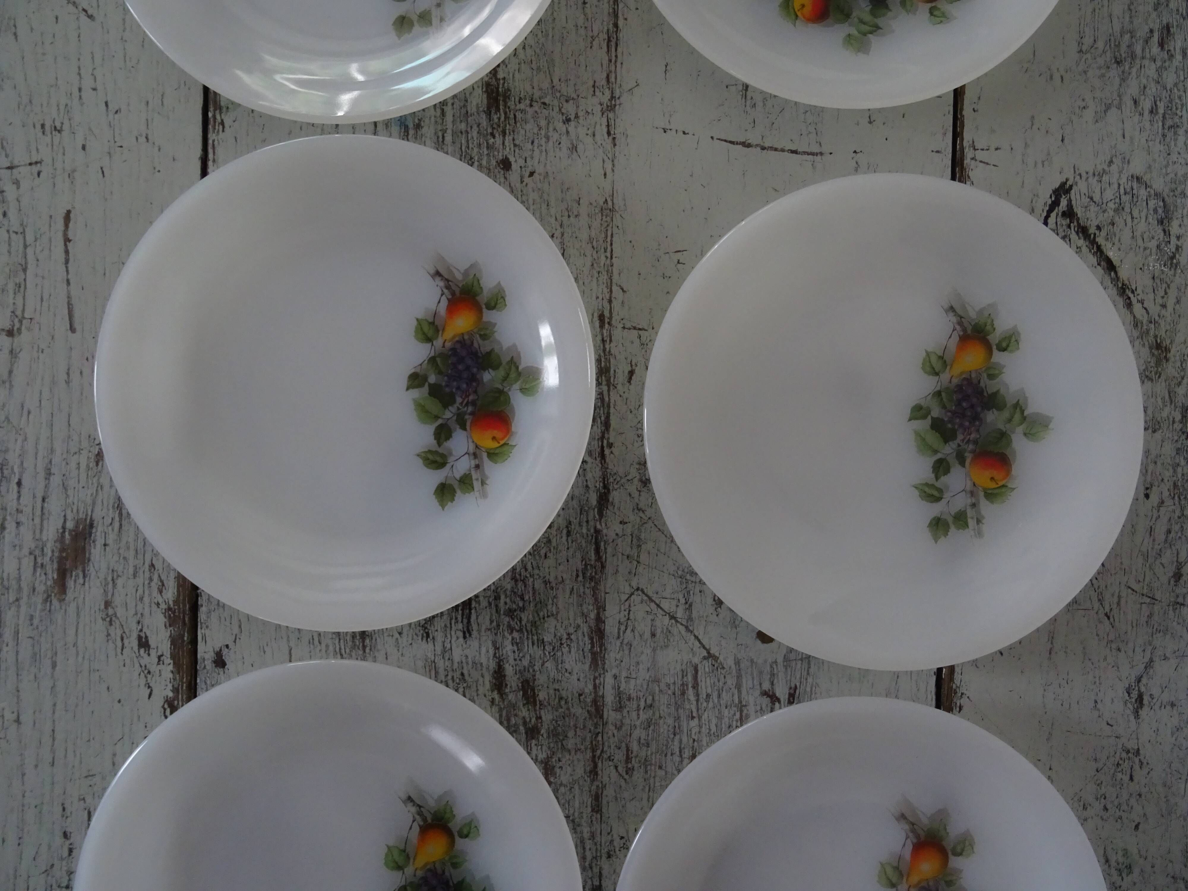 6 Dessert plates Arcopal model Fruits de France apple pear vintage grape