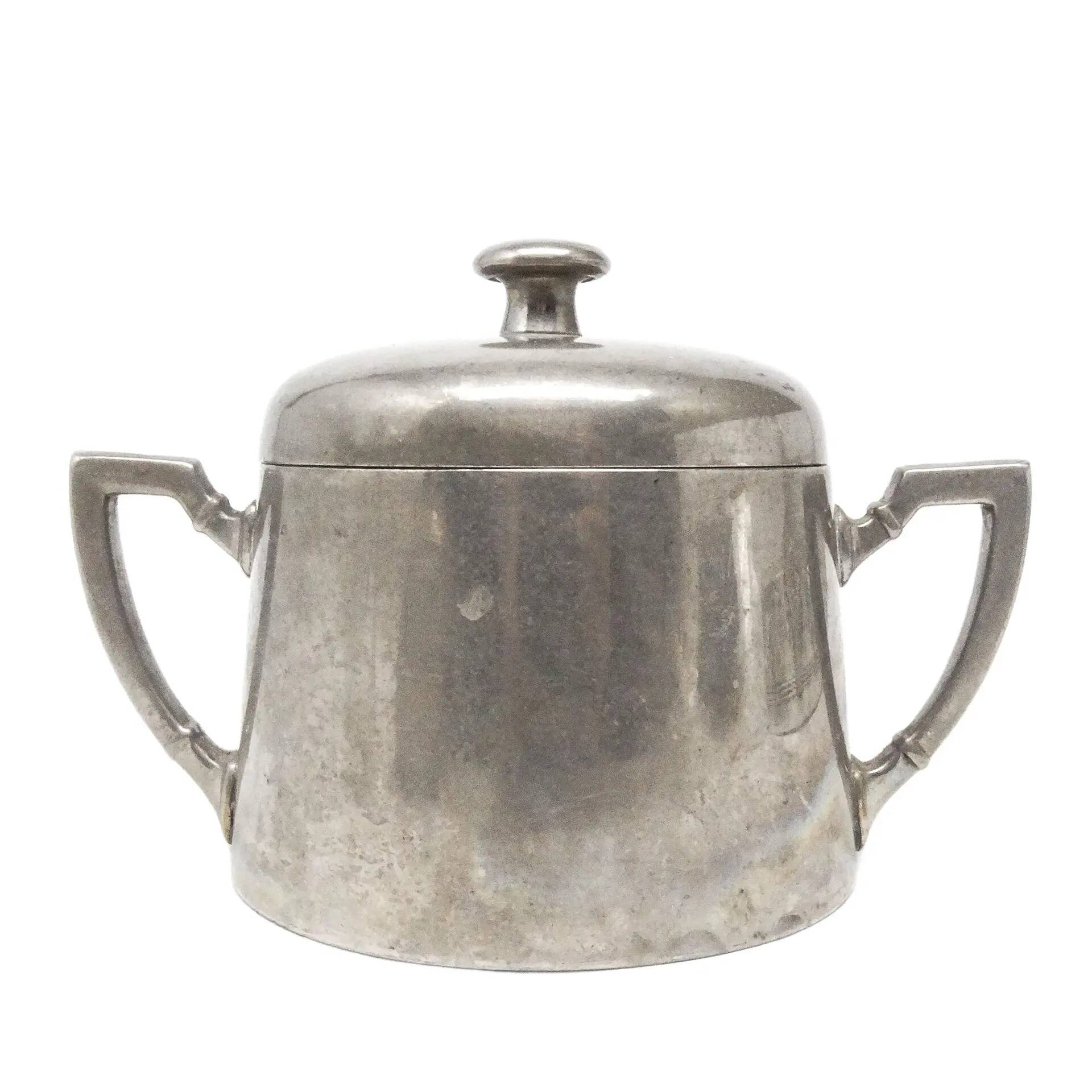 Art Deco sugar bowl, silver-plated brass, Germany, 1920s