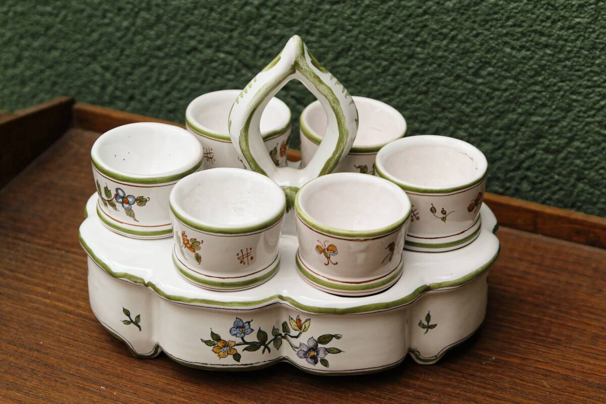 Moustiers earthenware egg service