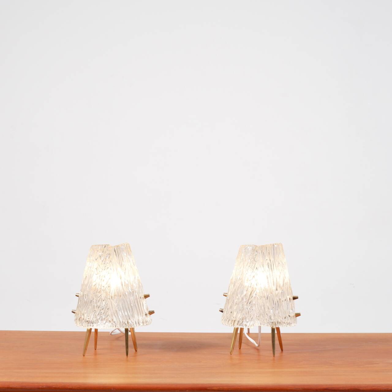 Pair of glass desk lamps by J.T. Kalmar