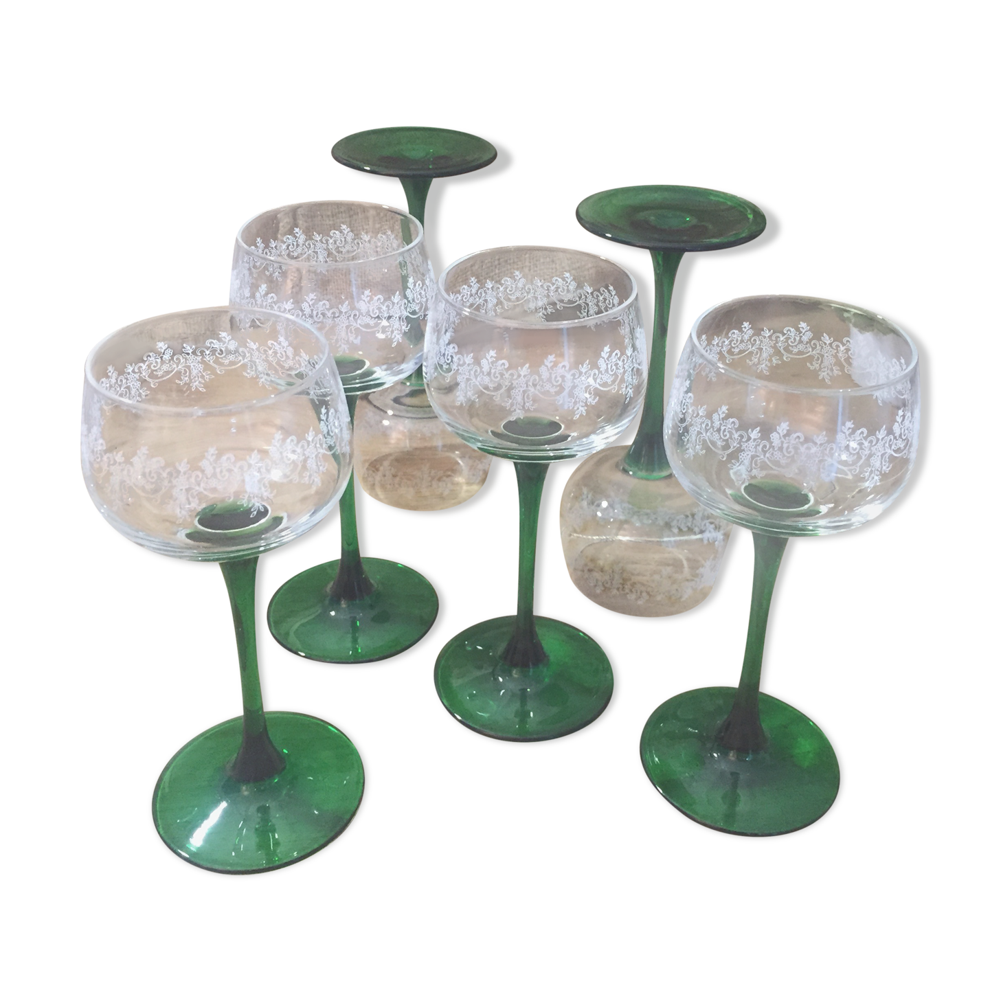 6 glasses engraved "alsace wine"