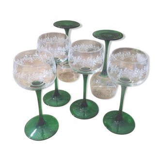 6 glasses engraved "alsace wine"