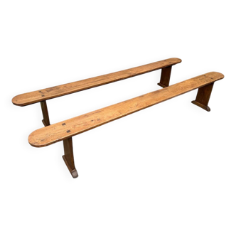 Pair of solid elm benches