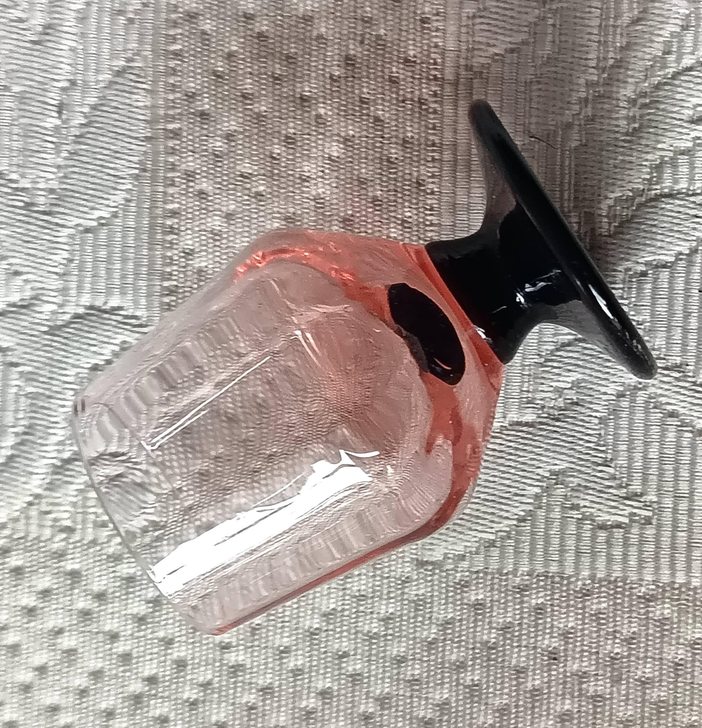 9 french liqueur glasses pink black foot vintage france