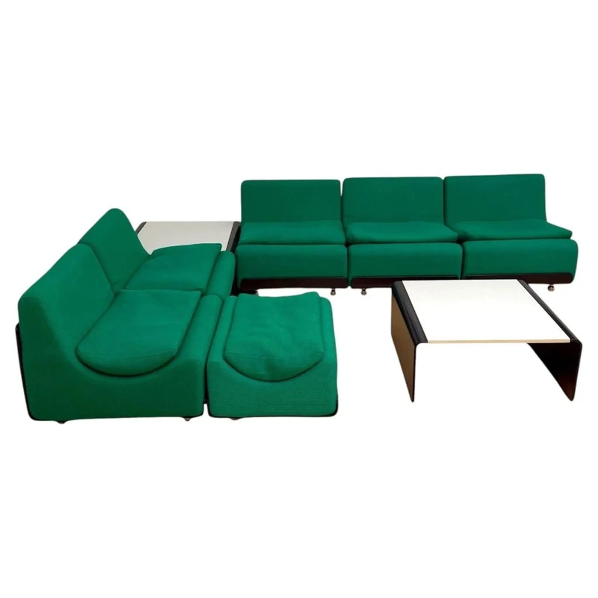 Modular green Orbis sofa ensemble by Luigi Colani for COR, Germany, 1970, set of 8