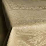 Old linen tablecloth and evening tinted in vermeil
