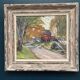 Original Swedish Oil on Canvas – "Path to the Red Cabins" by Karl Gustaf Strandberg (1891–1981) – Signed – Vintage and Framed – 50 × 43 cm (19.7 × 16.9 inches)