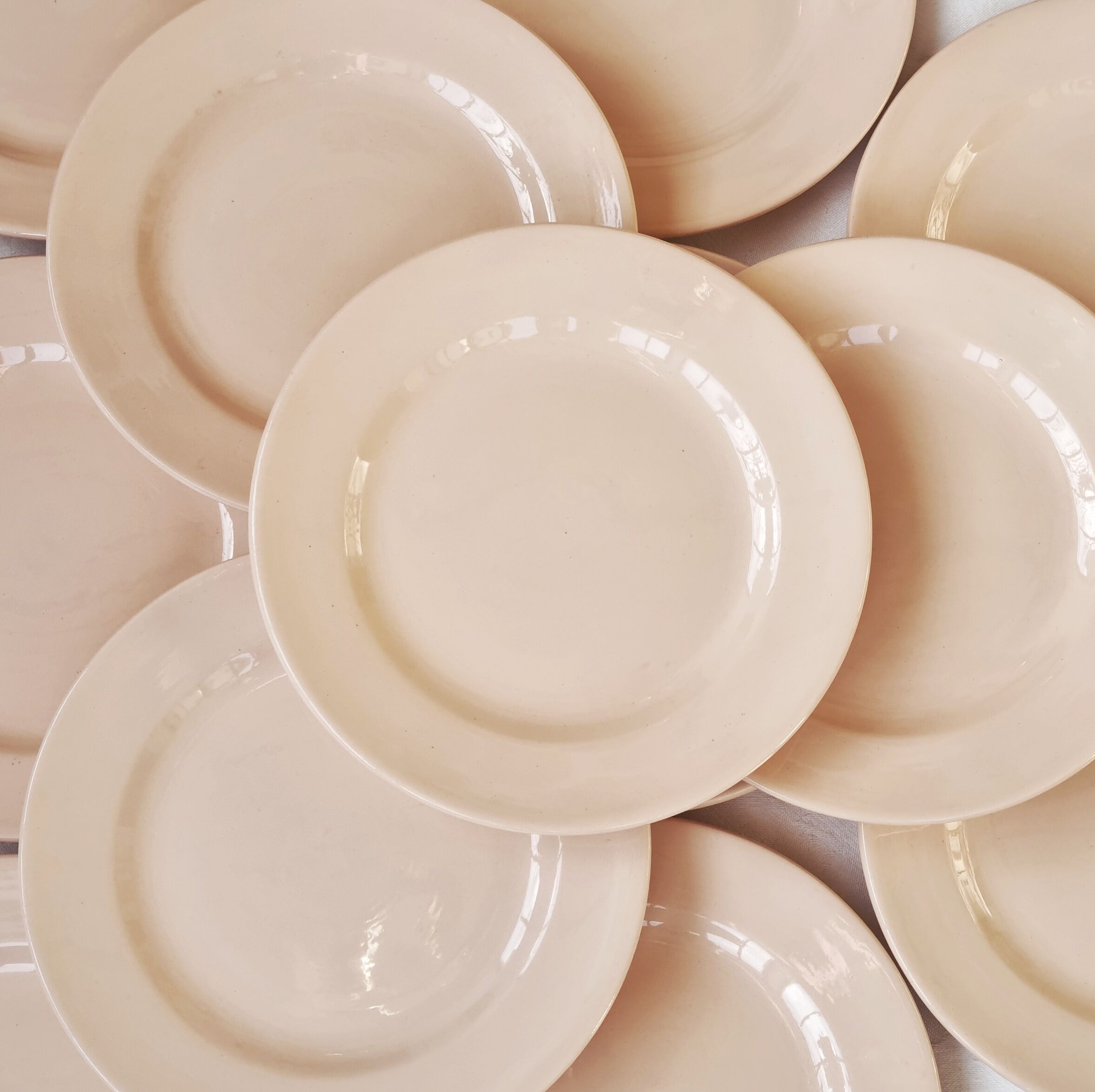 Lot de 12 assiettes à dessert Digoin rose