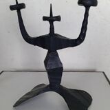 Shabbat candlestick by David Palombo in forged metal