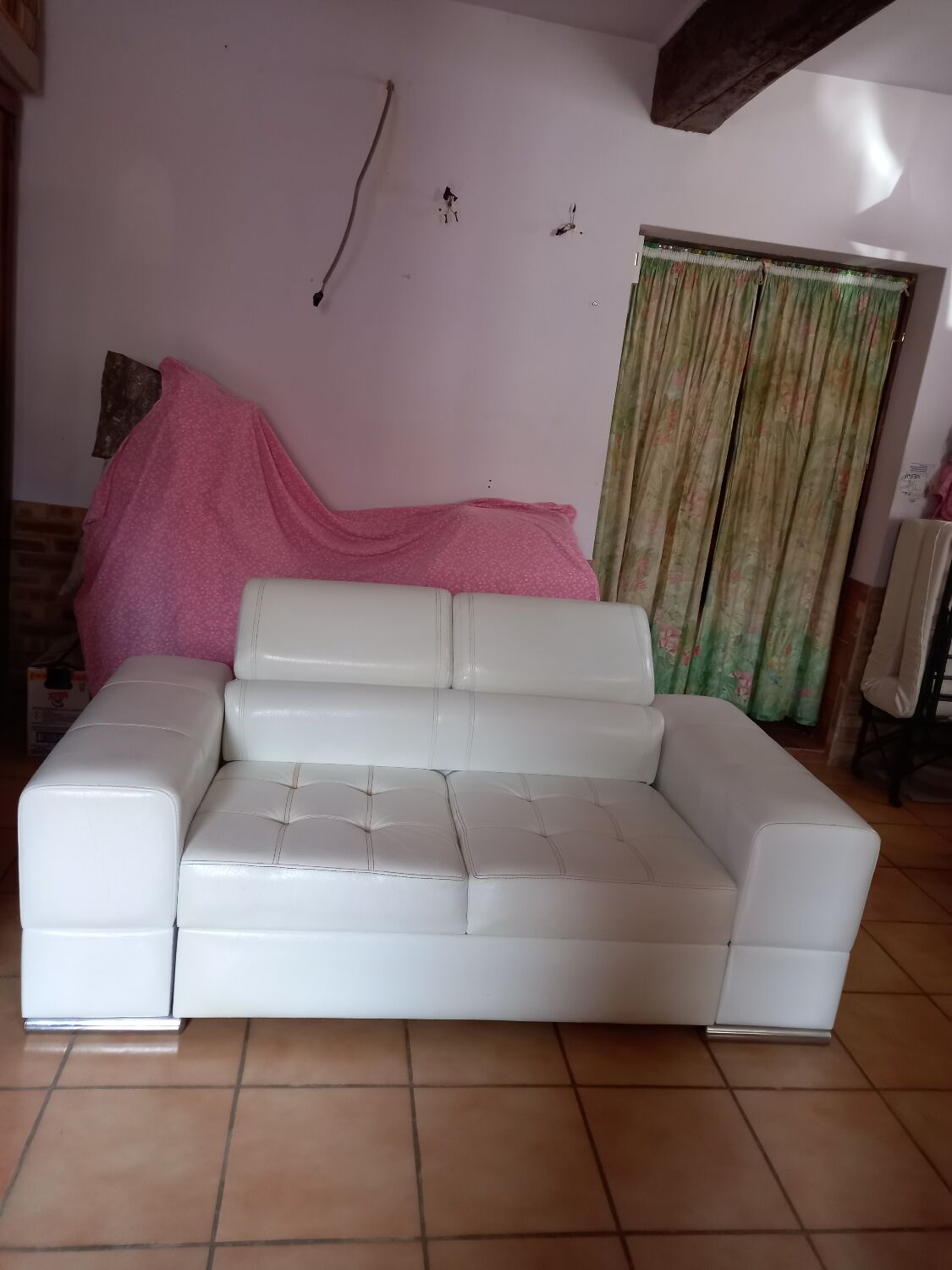 White leather sofa