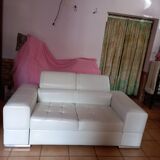White leather sofa