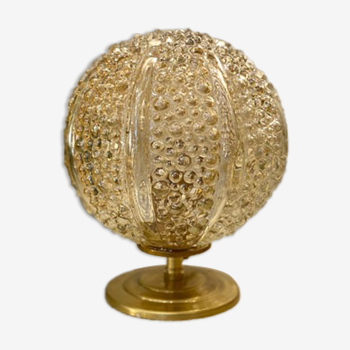 Globe lamp "bubbles and ribs" in amber glass