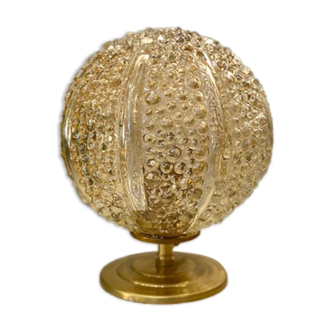 Globe lamp "bubbles and ribs" in amber glass